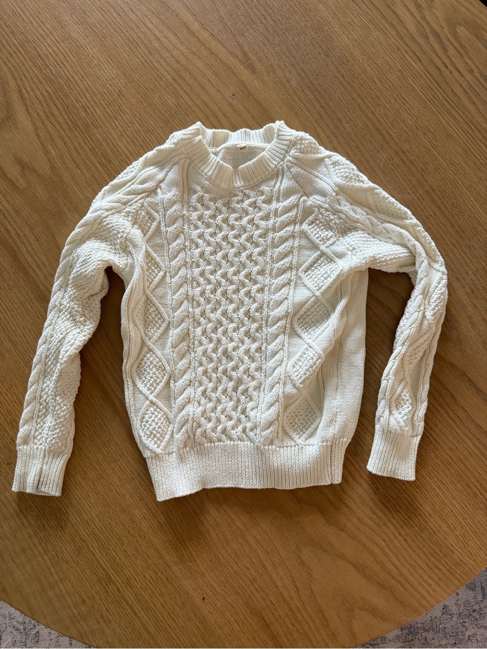 Kids Cream Cable Knit Sweater - Classic Crew